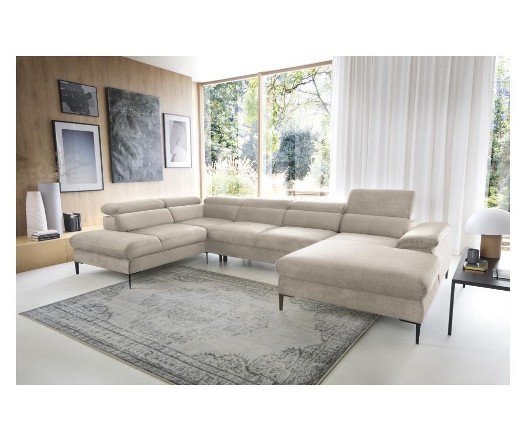 Kotna sedežna garnitura Blues Creme & Black 353 cm - 7