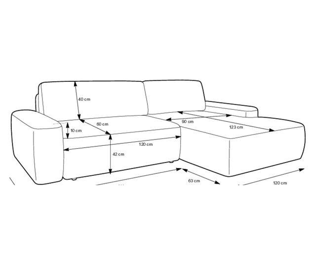 Ъглов диван Bouli Creme & Black 264 см