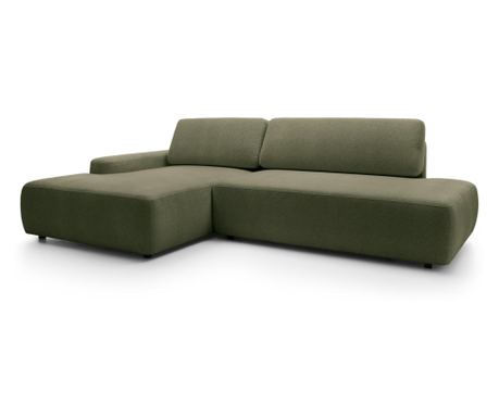 Kotna sedežna garnitura Bouli zelena in črna 276 cm