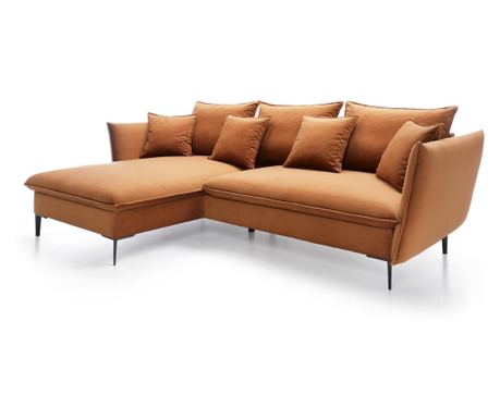 Gloss narancs és fekete sarokgarnitúra, 258 cm