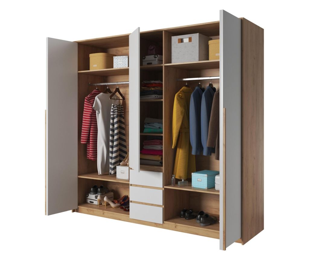 Xelo gardrób, fehér és tölgy színű, 230 cm - 2