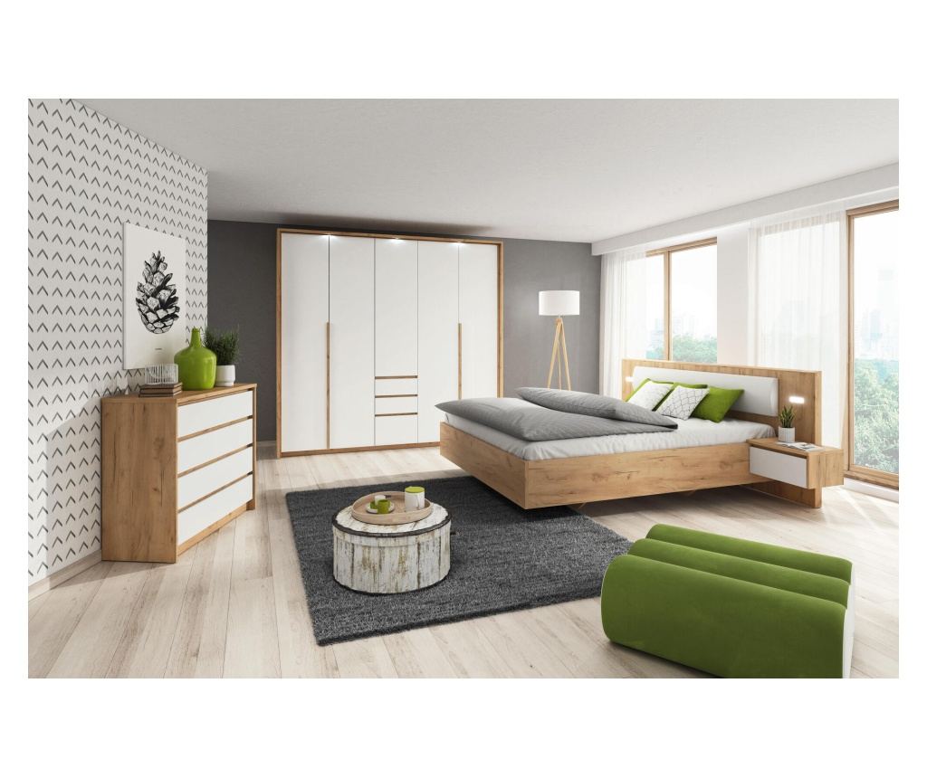 Xelo gardrób, fehér és tölgy színű, 230 cm - 4