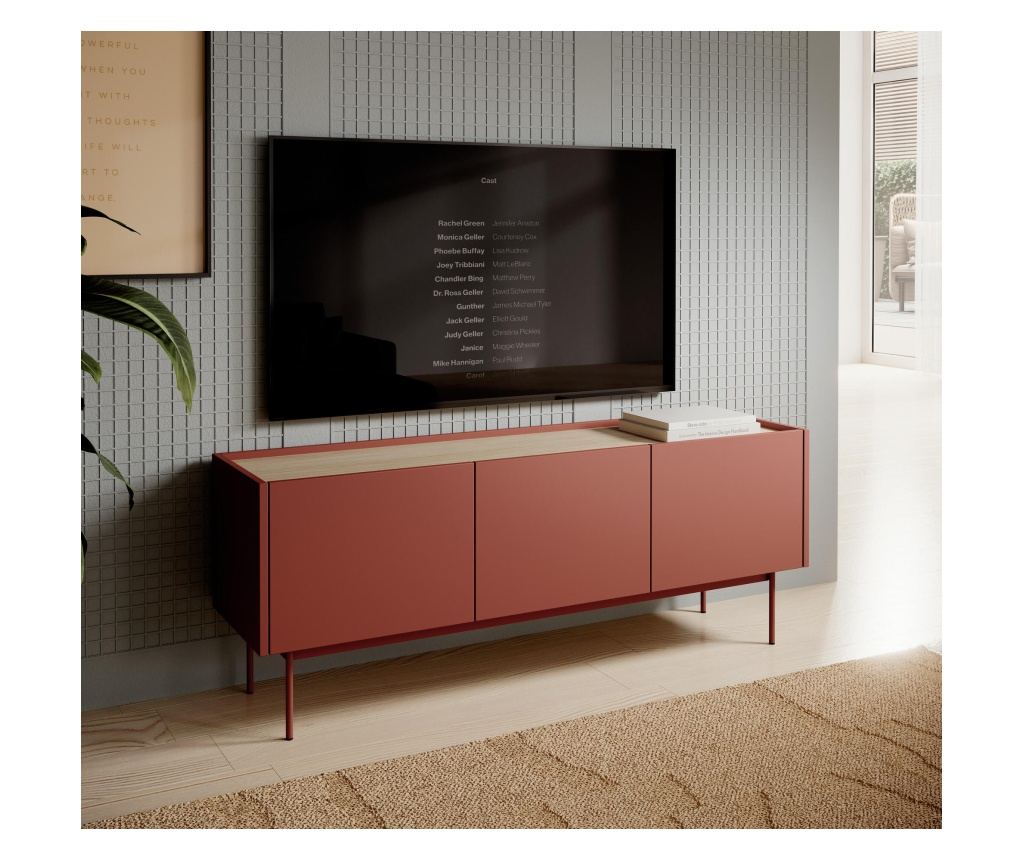 Tv állvány, piros színű, 144 cm - 4