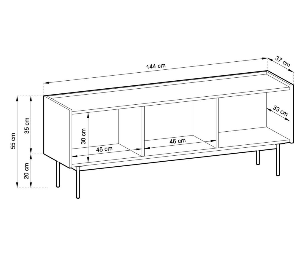 Tv állvány, piros színű, 144 cm - 6