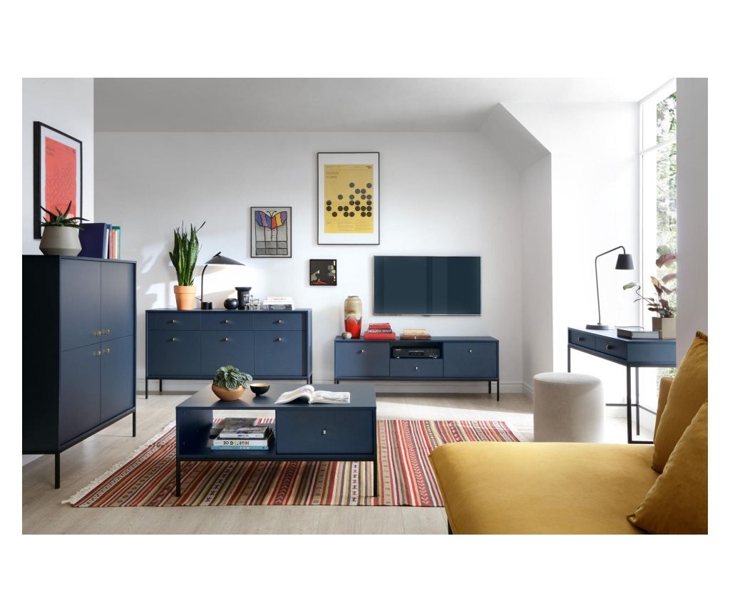Sideboard Mono Navy Blue & Black 154 cm - 6