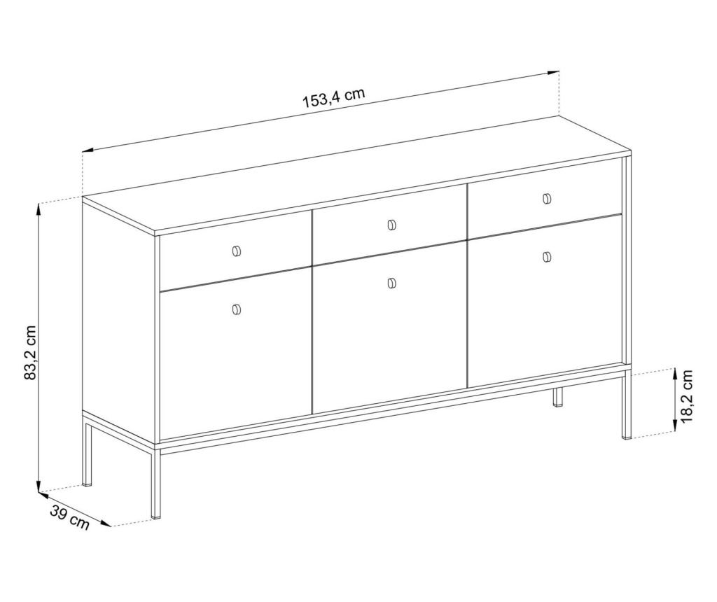 Sideboard Mono Navy Blue & Black 154 cm - 7