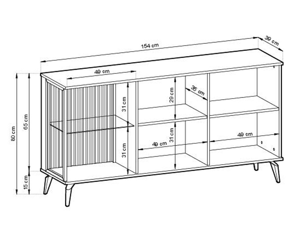 Vici Bézs és Fekete tálalószekrény 154 cm - 5