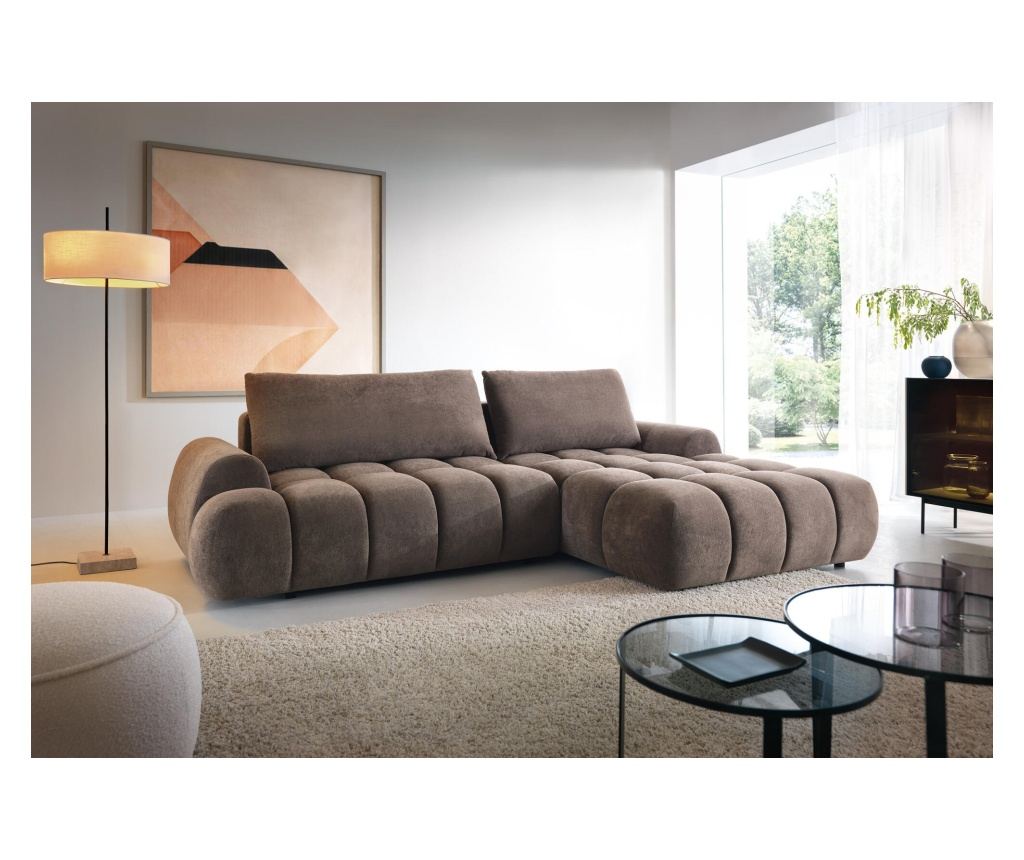 Ъглов диван Rimini кафяв и черен 280 см - 6