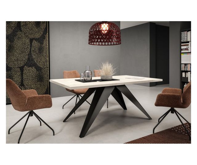 Трапезна маса Vento бяла и черна 90 см