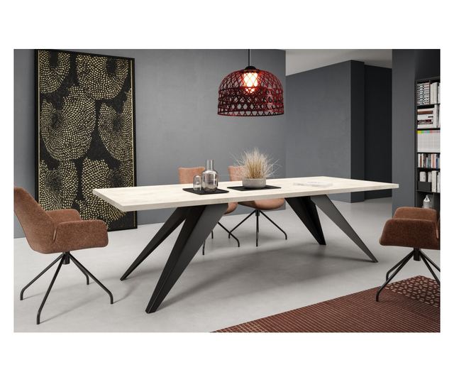 Трапезна маса Vento бяла и черна 90 см