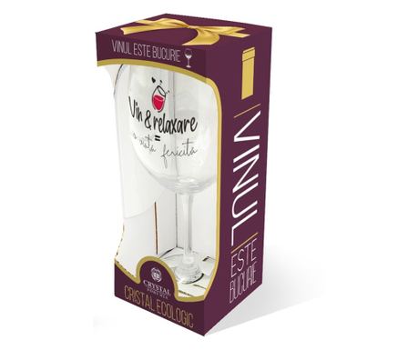 Smiješna čaša za vino: "Vino i opuštanje = Sretan život"