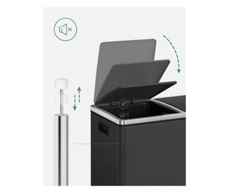 SONGMICS Cos de gunoi din inox cu 2 compartimente colectare selectiva, cu galeti interioare, 2x24 litri, negru