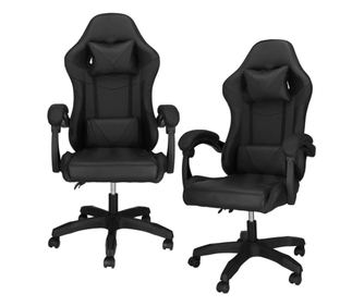 Scaun birou pentru gaming, ergonomic, suport lombar si tetiera, 114-123x55x50 cm, negru