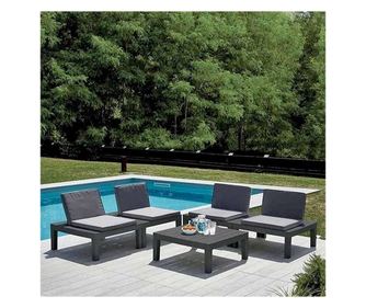 Set mobilier gradina/terasa multifunctional, Progarden, API, 5 piese, polipropilena, antracit, 4 scaune 78x78x32 cm, masa 78x78x