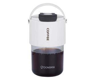 Cana termos portabila, Belle Vous, cu pai, capac etans si maner, 400 ml, plastic, pentru bauturi calde/reci, Alb/Transparent