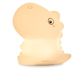 Lampa de veghe pentru copii, Navaris, design dinozaur, 10,5x10 x14,5 cm, multicolora, reincarcabila prin USB, cronometru, silico