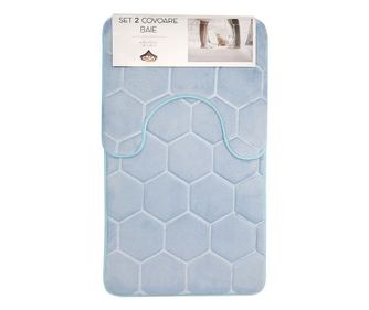 Set 2 covoare baie Casa Plastor, Honey, 75x45 cm, bleu