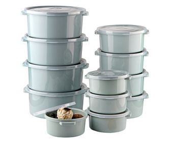 12 darabos ételtároló készlet (4X500 ml, 4X1000 ml, 4X2000 ml), világoszöld, fedél légtelenítő szeleppel