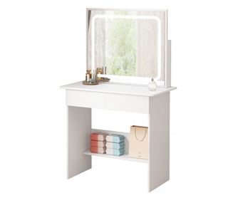 Masă de machiaj cu oglindă LED, stil modern și elegant, 90 cm