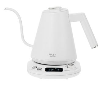 Ηλεκτρικός βραστήρας Adler AD 1349W, 1100W, 1 l, 40-100 C, Διατήρηση θερμότητας, Οθόνη LED, Λευκό