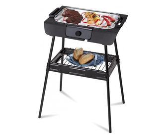 Royalty Line Elektromos Grill RL-SBGT2000, 2000W, 38x28 cm, Összecsukható állvány, 200C, Termosztát, Csepegtetőtálca, Fekete