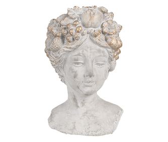 Γκρι και Χρυσή Πέτρινη Γλάστρα με Σχέδιο Γυναίκας