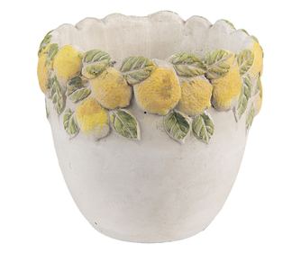 Keramička tegla za cvijeće s motivom limuna, višebojna 14x12 cm