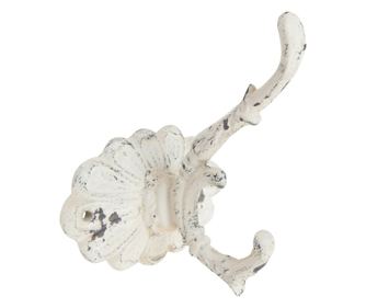 Starinska bijela željezna zidna vješalica 10x10x13 cm