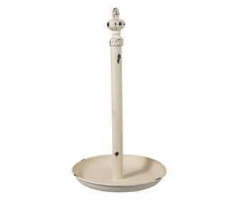 Suport rola hartie bucatarie fier alb vintage Ø 20x37 cm