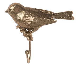 Arany fém madár fali akasztó 13x4x11 cm