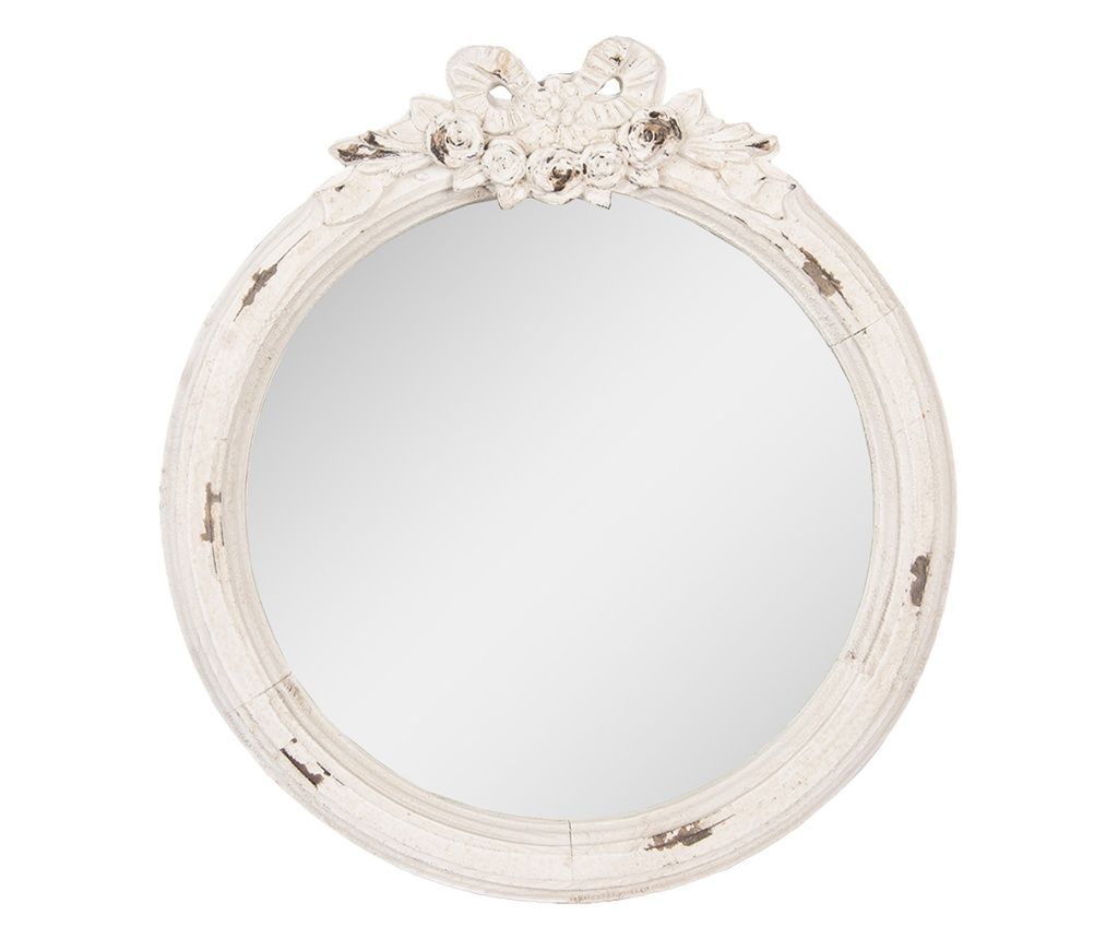 Vintage White Polyresin Wall Mirror 48x6x52 cm