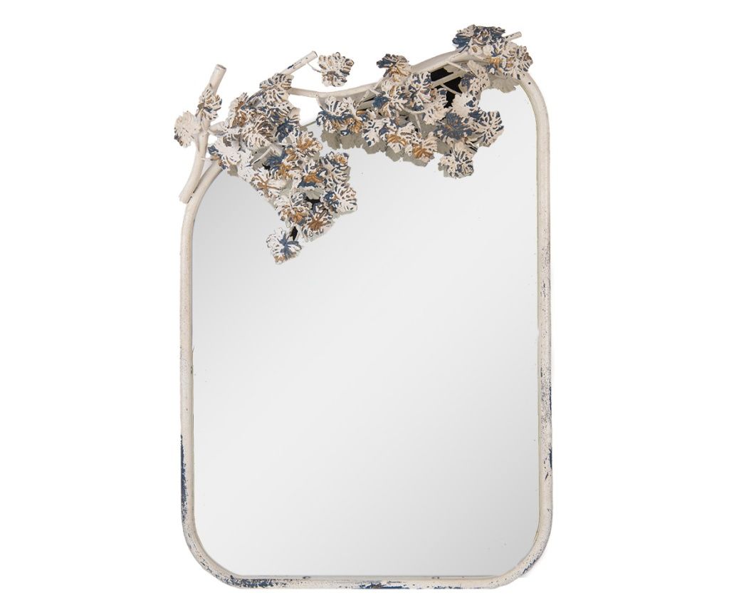 Vintage White Brown Metal Wall Mirror 58x12x89 cm