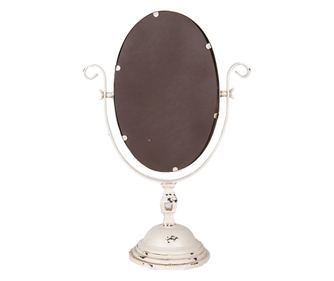 Vintage béžové kovové stolní zrcadlo 34x16x50 cm