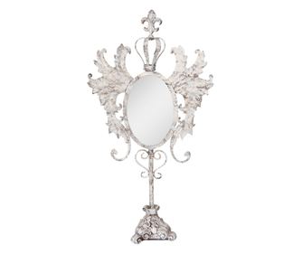 Vintage bijelo metalno stolno ogledalo 37x14x68 cm