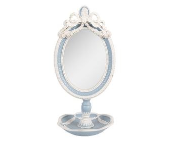 Belo-modro namizno ogledalo iz poliresina