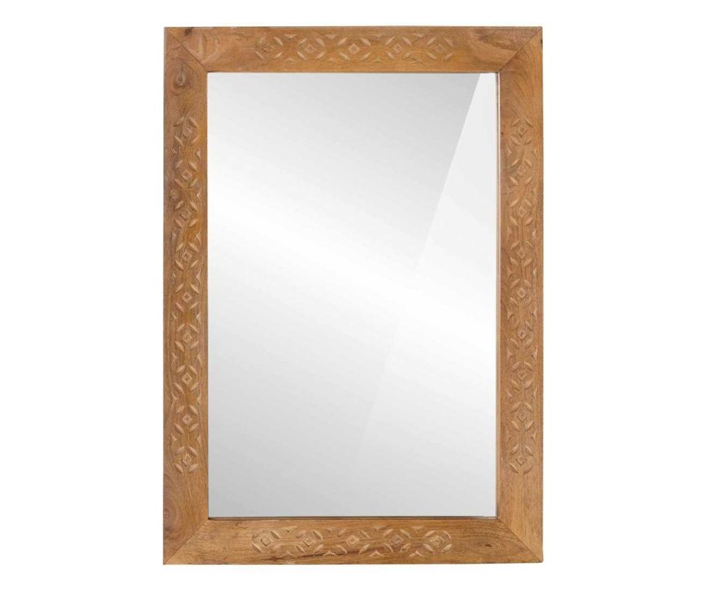 vidaXL Oglindă Maro deschis 57 x 70 x 3 cm Lemn masiv de mango