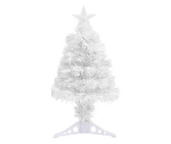 vidaXL Brad de Crăciun artificial pre-iluminat alb 64 cm, fibră optică