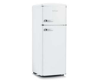 Severin Retro hűtőszekrény, H 144 cm, 206 liter űrtartalom, 44 liter fagyasztó, jobb oldali nyitás, 4 biztonsági üvegpolc, 3 ajt