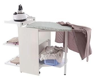 Tömör bükkfa vasalószekrény, Arredamenti Italia, Stiromobile, 2 fiókos, ideális kis helyekre, levehető huzat, hőálló pamut, prak