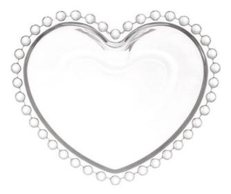 Елегантна стъклена купа Pufo Heart за сервиране на лешници, шамфъстък, бонбони, снаксове, 22 см