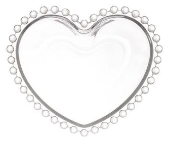 Pufo Heart елегантна стъклена купа за сервиране на лешници, шамфъстък, бонбони, снаксове, 16 см