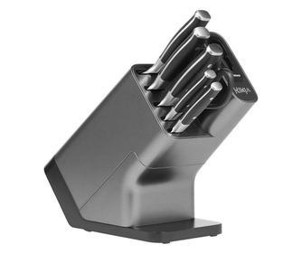 Комплект ножове с точило Ninja Foodi StaySharp Knife Block K32006EU, 6 части, Кована стомана, Стойка, Ергономична дръжка, Черен/