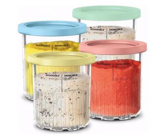 Комплект съдове за сладолед Ninja Creami Ice Cream Tubs XSKPNTLID4EUK, 4х710 мл, Без BPA, Подходящи за съдомиялна, Плътно затвар