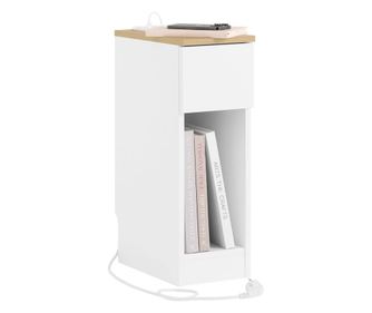 SoBuy nočne omarice z vtičnico in USB-C, bela, 20x35x60 cm