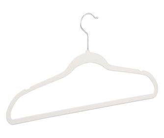 Комплект от 50 закачалки за дрехи, Покрити с кадифе, 23.5 x 45 x 0.5 см, Бял