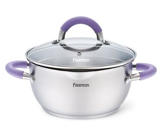Oala Fissman-Annette, 18x9 cm, 2l, argintiu/mov, otel inoxidabil