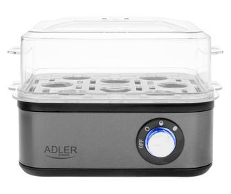 Уред за варене на яйца ADLER, 8 яйца, 800W, тъмно сив