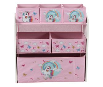 U-Grow шкаф за съхранение на играчки UGDJ02-UNC, Еднорози, рафтове и кутии, розов