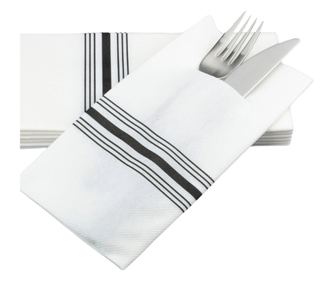 Linclass - Салфетки за бистро Airlaid Black Bistro POCKET / 43 x 43 см / 75 бр.