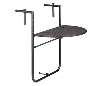 Висяща маса за балкон, Сгъваема, Кафява, 84 x 60 x 63 см